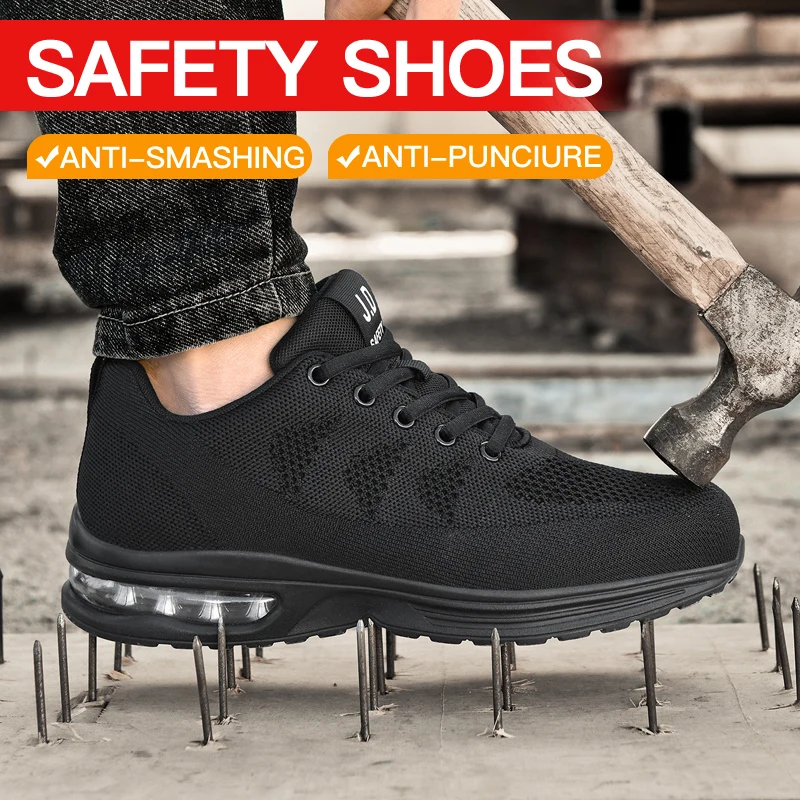 

Steel Toe Safety Shoes for Men Women Comfortable Breathable Non-Slip Work Shoes Security Protective Air Cushion Sneakers