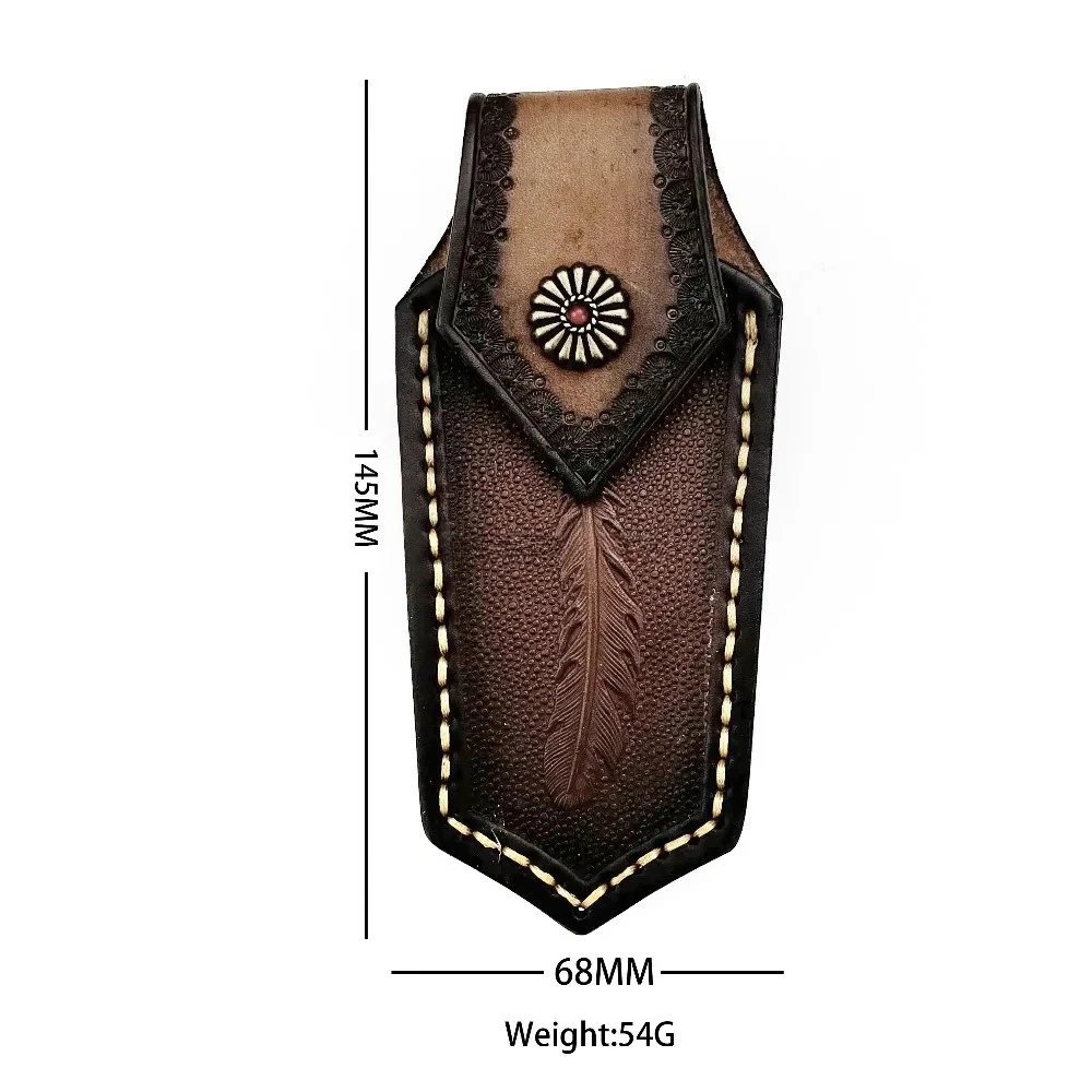 1 Piece Knife Sheath Storage Bag Retro Wing Pattern Multi Holster Folding Knife Sheath Genuine Leather Pouch Bag Holder Pants
