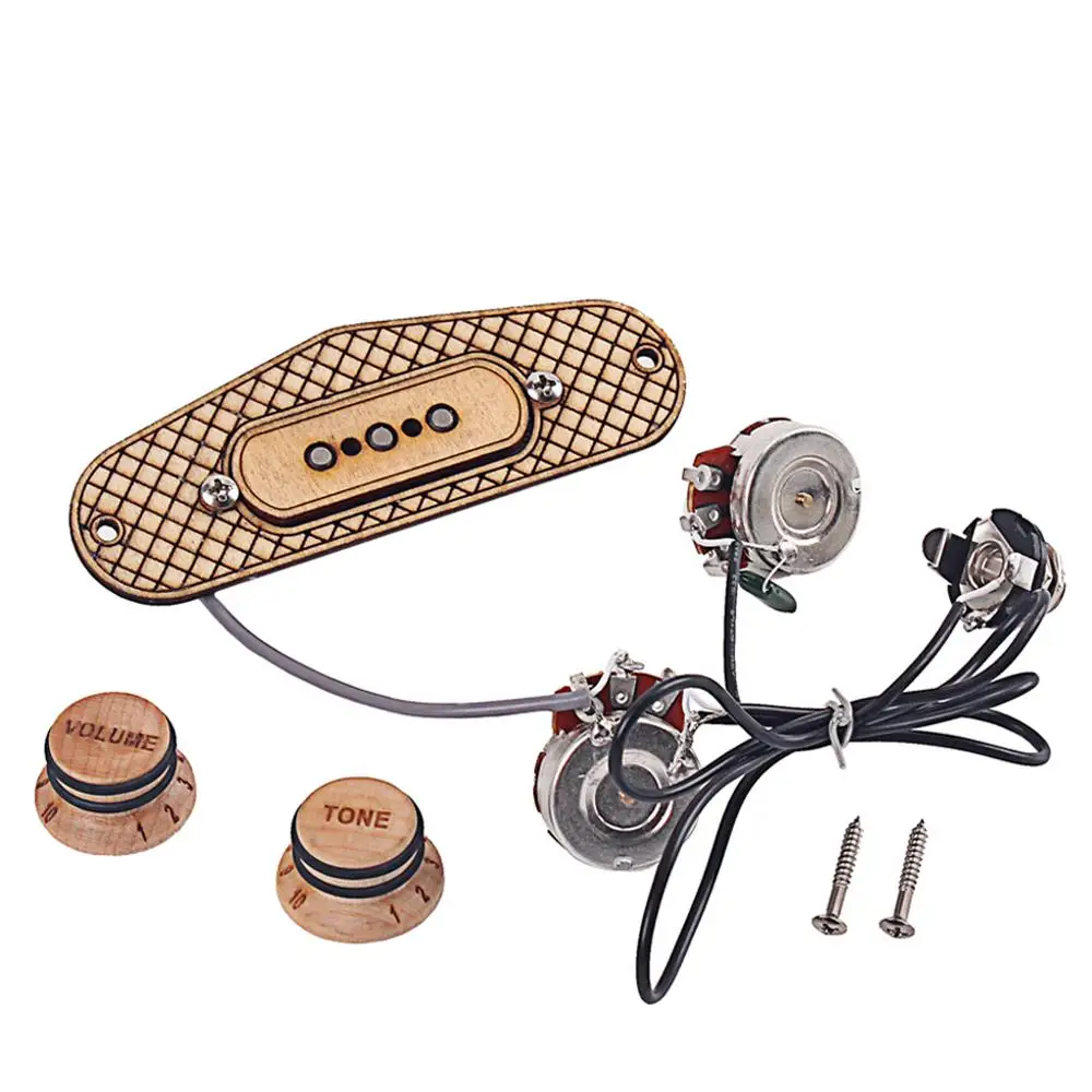 1set Guitar Pickup Pre-wired 3 String Maple Cigar Box Guitar Pickup With Volume & Tone