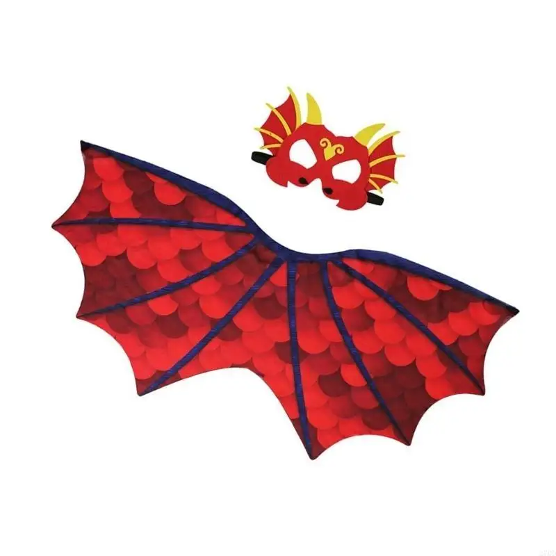 270D dzieci kostium peleryny ze skrzydłem dinozaura z maską dinozaura Halloween dla dzieci kostium smoka płaszcz ze skrzydłami i
