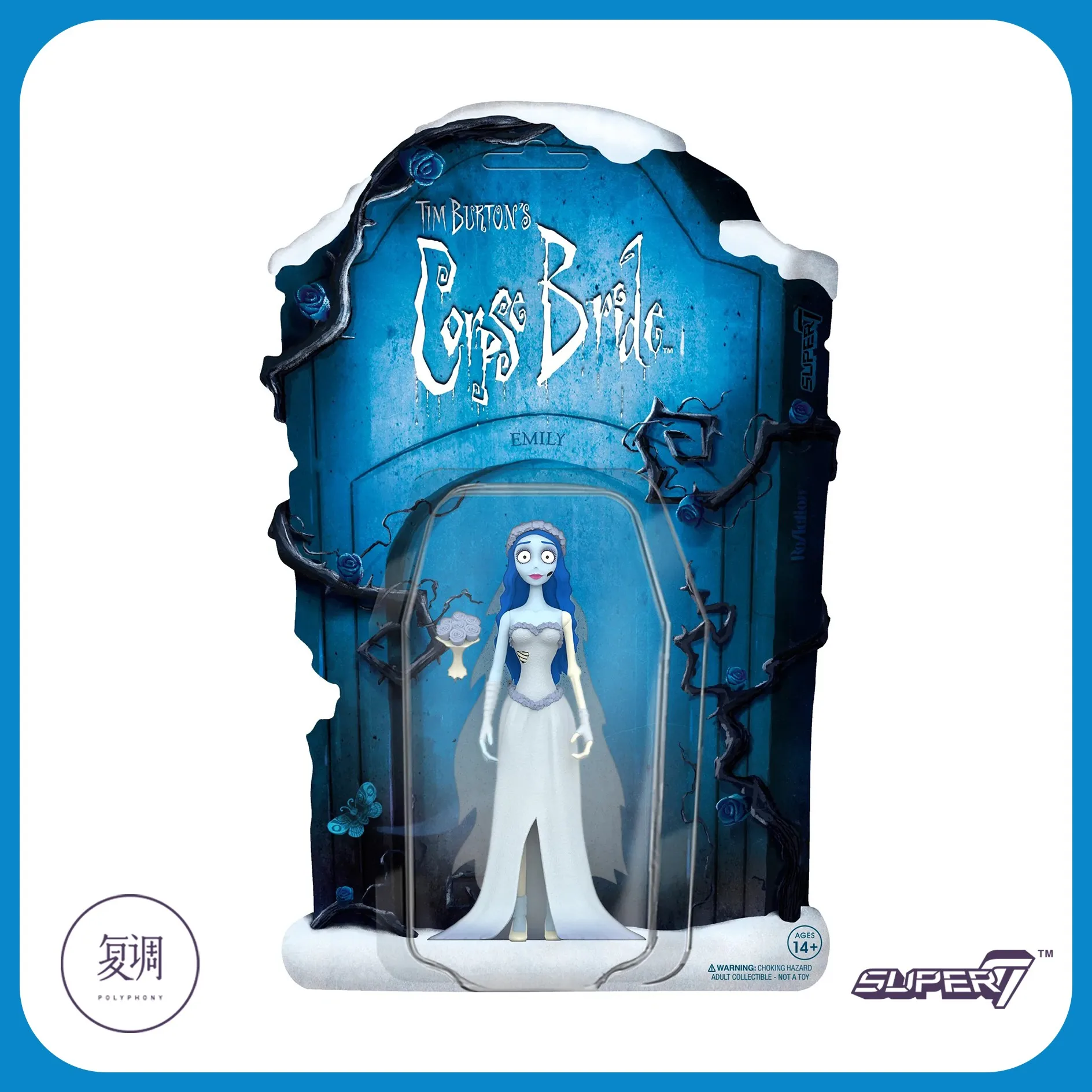 9cm  Super7 Corpse Bride Anime Figure Emily Dort General Action Figure Kawii Card Hanging Series 1 Figure Pvc Model Toys Gifts