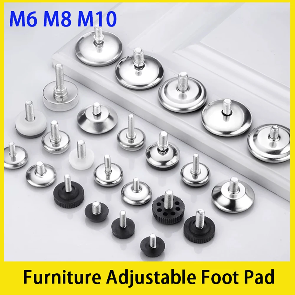 10Pcs Iron Adjustable Feet Pad Screw M6 M8 M10 Table Chair Balck Leveling Foot Pad Furniture Leg Swing Activity To Adjust Feet