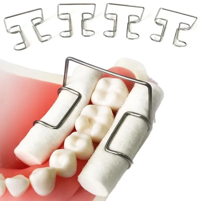 10x4pcs/box Dental Orthodontic Cotton Roll Clip Stainless Steel Autoclavable Cotton Roll Holder Dentistry Lab Tools