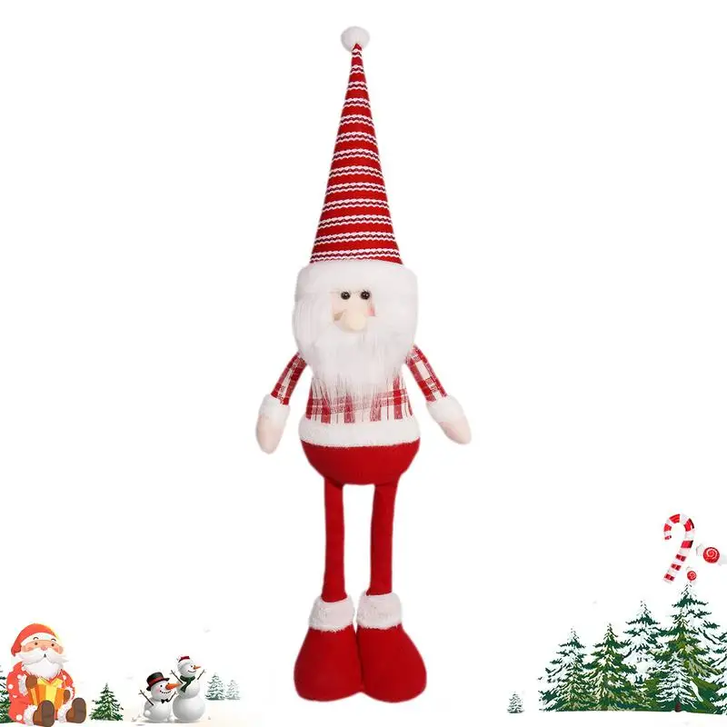 Perna telescópica de Papá Noel de pie, muñeca navideña, adorno de pierna telescópica, muñeca para decoración navideña, adornos de estatuillas suaves