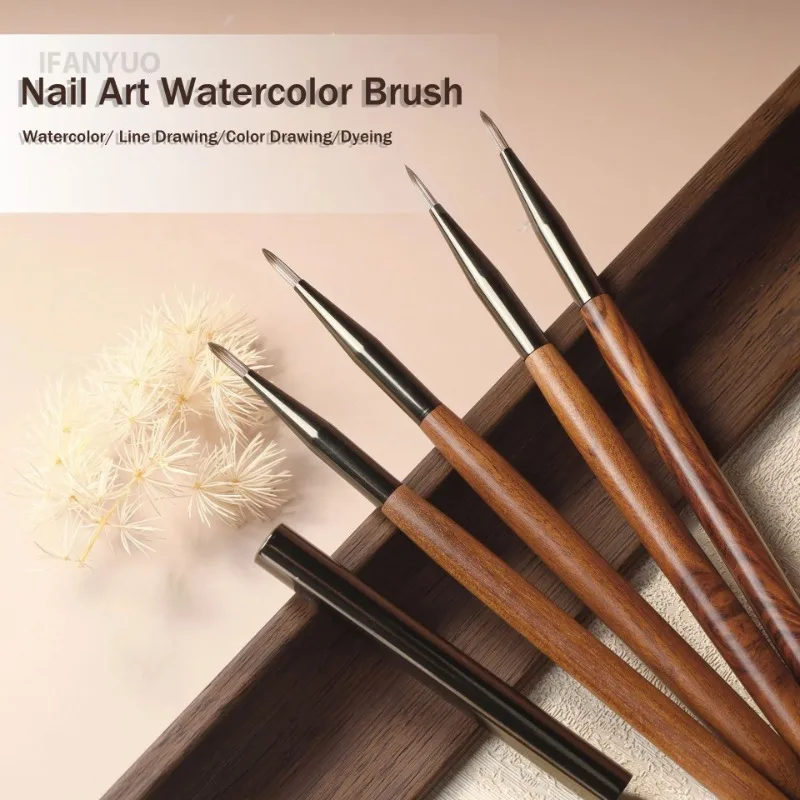 Soft Nylon Wood Handle Watercolor Nail Brush DIY Nail Art Liner Brush Stripes Flower Butterfly Painting Drawing Manicure Tools