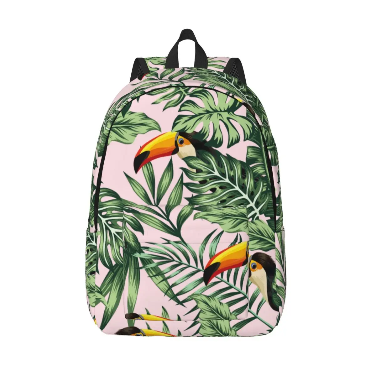 Exotic Tropical Jungle Palm Monstera Leaves With Toucan Backpack School Student Backpack Female Large Capacity Laptop Backpack