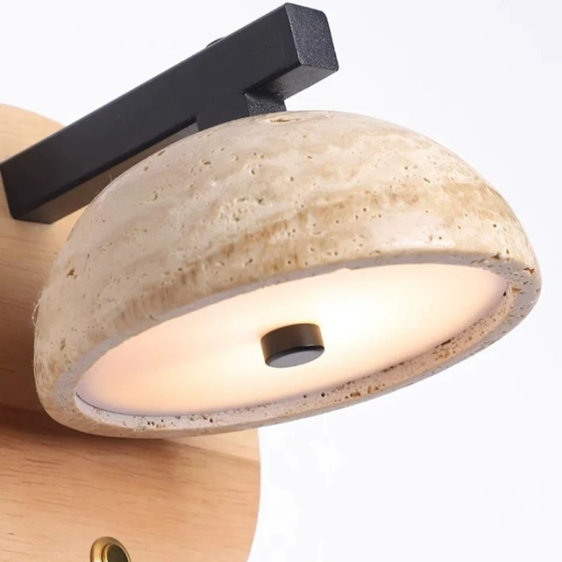 

Wabi-sabi Style Travertine Wall Lamps Living Room Corridor Balcony Corridor Entrance Coffee House Illumination LED Wall Sconces