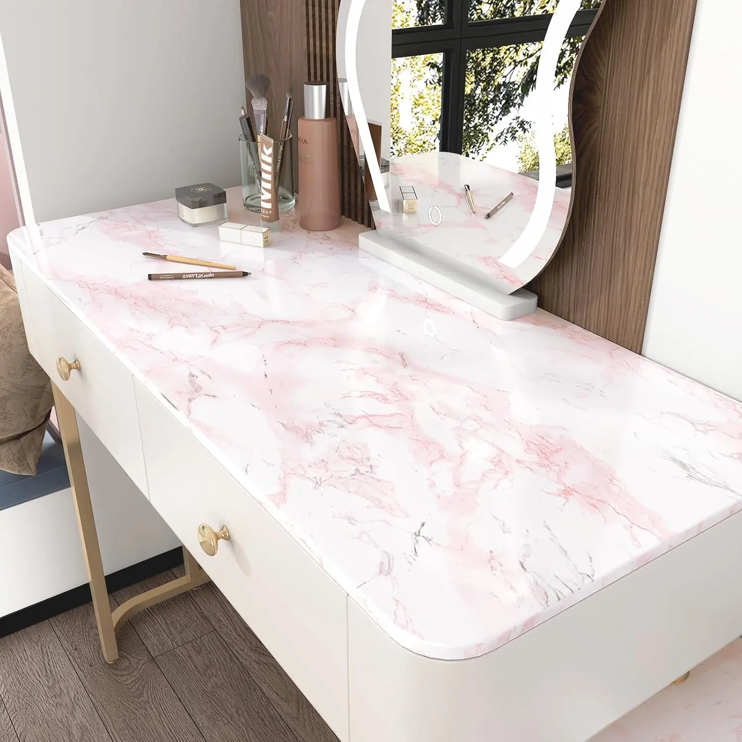 PVC-Perlenfolie, wasserdichte Tapete, Zimmer, DIY, selbstklebend, Schwarz/Weiß, Kleiderschrank, Küche, Hochglanzpaste, Möbel-Wandaufkleber – Detail 10