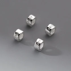 2pcs/Lot 925 Sterling Silver Simple Wheel Shape Small Beads 4x2mm Stamped S925 Handmade Bracelets Spacers DIY Jewelry Findings