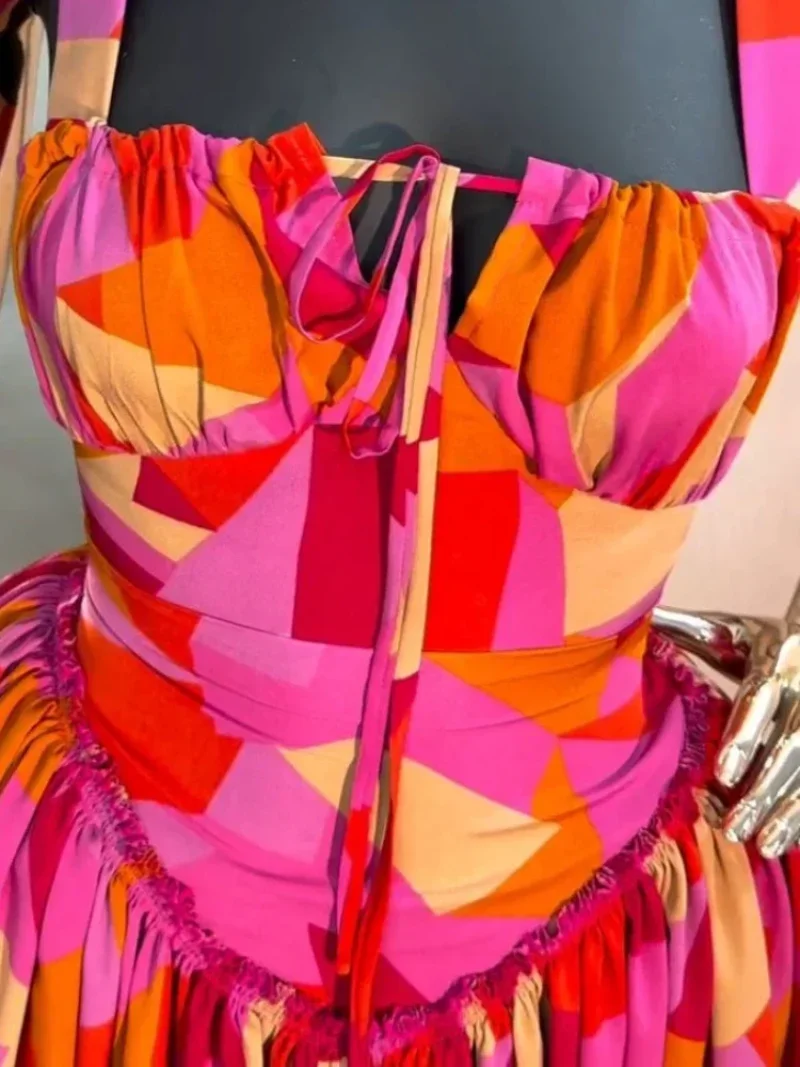

Customized African Party Evening Dresses for Women Summer Elegant Sleeveless Polyester Print Midi Dress Dashiki African Clothes