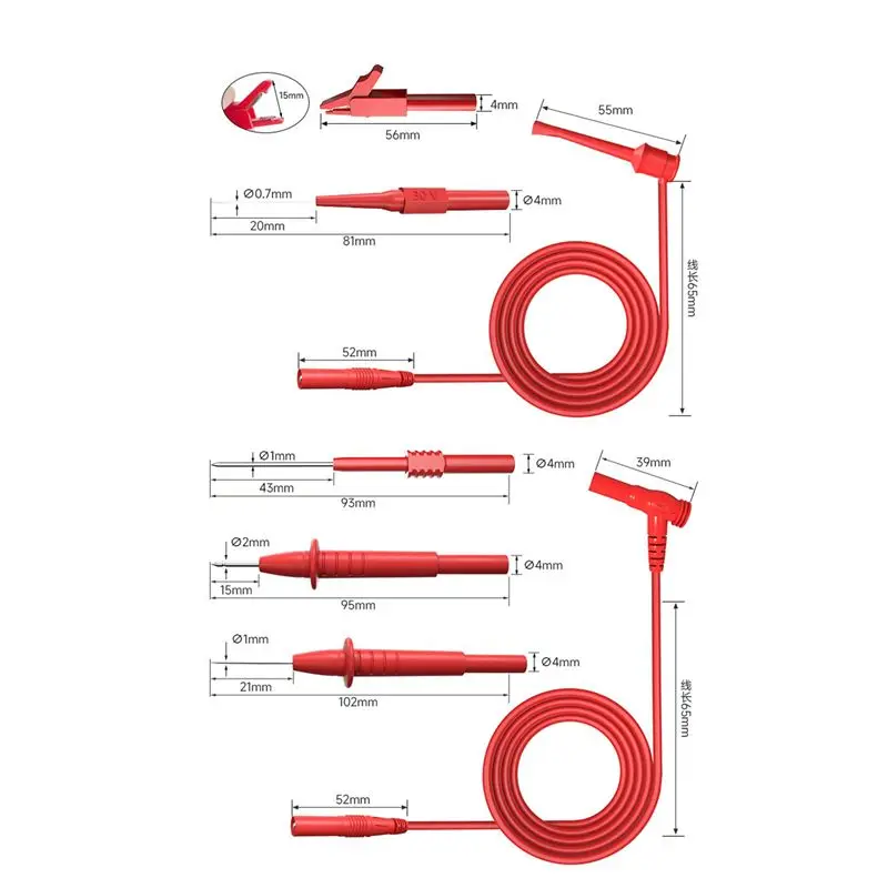 Power Tool Sets P1925 Multimeter Test Leads Kit with Digital Electrical Test Probes Set Alligator Clip Test Hook Flexible Wire