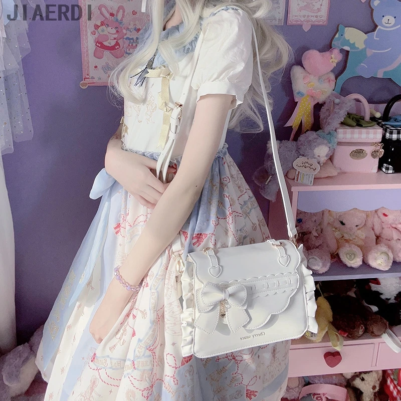 

JIAERDI Elegant Bow Purses And Handbags Women Lolita Sweet Shoulder Bag Japanese Style Crossbody Bag Kawaii JK Uniform Ita Bag