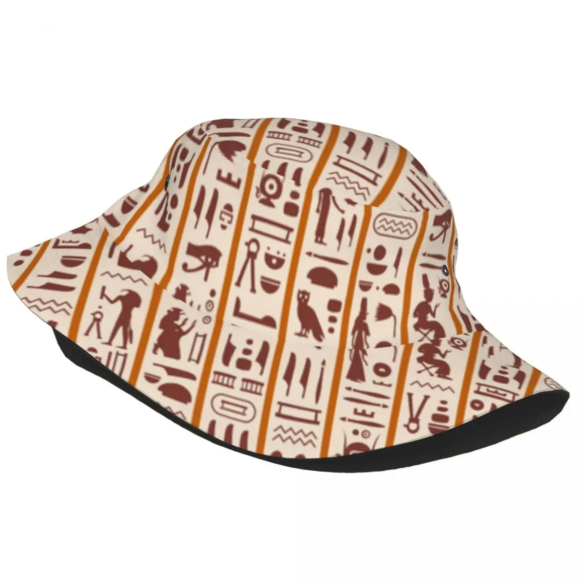 Retro Ancient Egyptian Hieroglyphs Unisex Casual Sun Hat Bucket Bob Hip Hop Cap Fisherman Panama