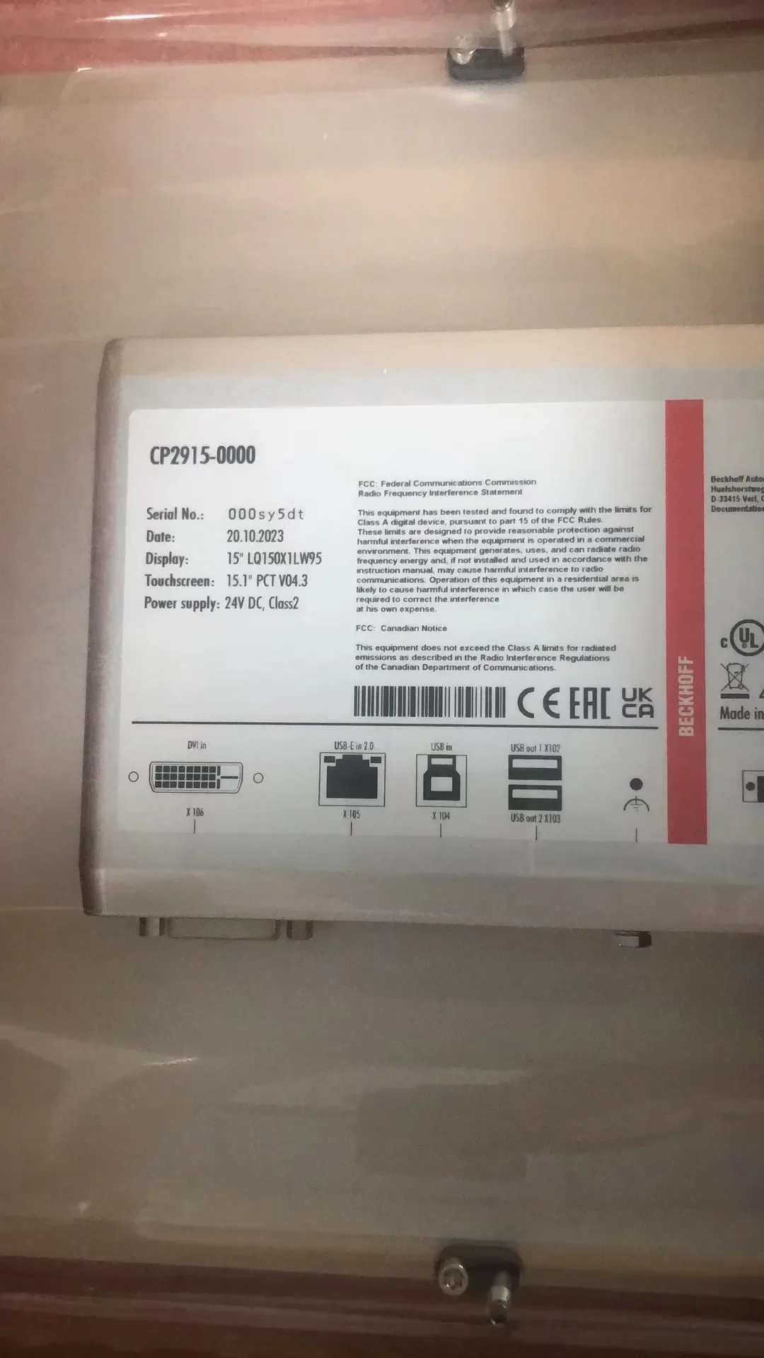 

BECKHOFF Industrial PC CP2915-0000 Brand New Genuine Newly arrived stock bargain