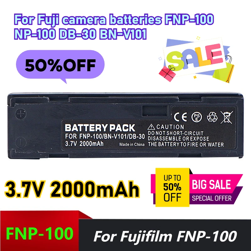 

3.7V 2000mAh for Fujifilm Camera Batteries FNP-100 NP-100 DB-30 BN-V101 Camera Batteries