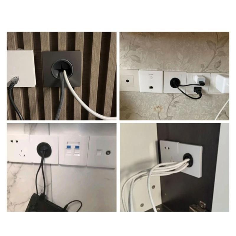 White-Wall Plate Cable Tidy-Wall Outlet with Adhesive Pad Decorative Cable-Organizer Storage Cable for Bedroom Home Drosphip
