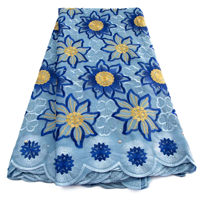 أحدث قماش دانتيل جاف من القطن الأفريقي بالحجارة 2025 جودة عالية 5 ياردات دانتيل فوال سويسري للخياطة النيجيرية لحفلات الزفاف #6