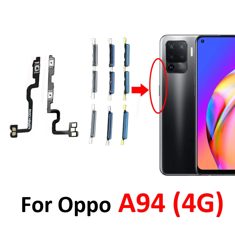 For Oppo A94 4G CPH2203 Phone Power Volume Button On Off Control External Key Internal Flex Cable Replacement Repair Parts