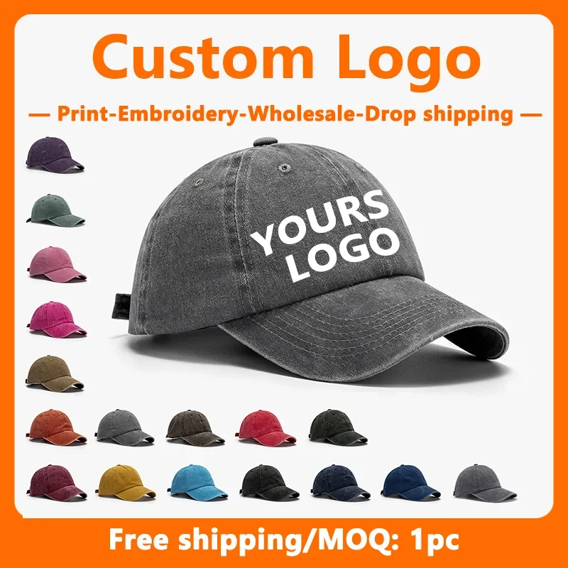 Custom Embroidery Pure Cotton Wash Restore Ancient Hats for Men and Women Baseball Cap Design Print Sport Outdoor Leisure Cap