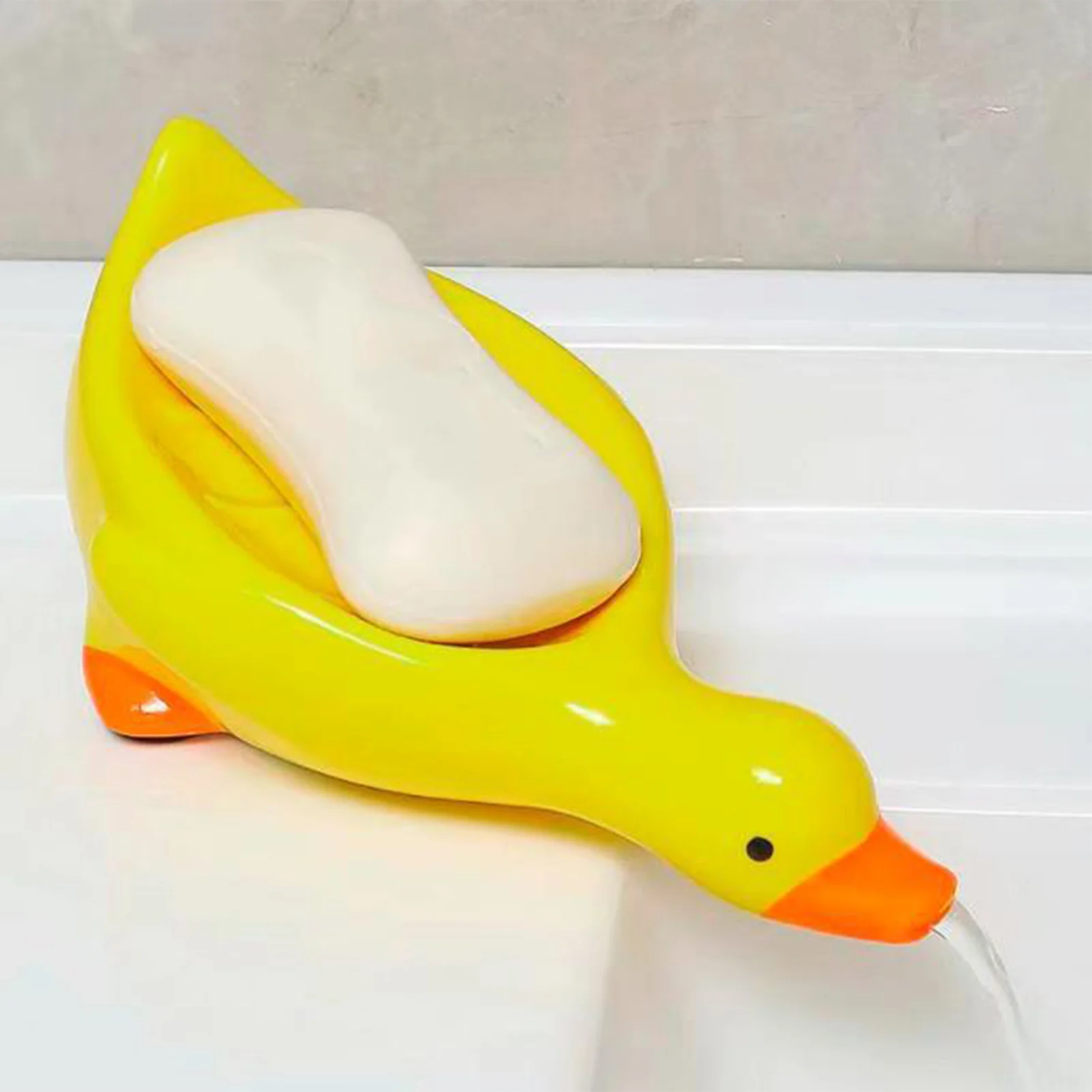 Portable Duck Shape Soap Dish Case Drain Rack Shower Soap Holder Waterproof Non-slip Soap Dish for Bathroom Kitchen Counter