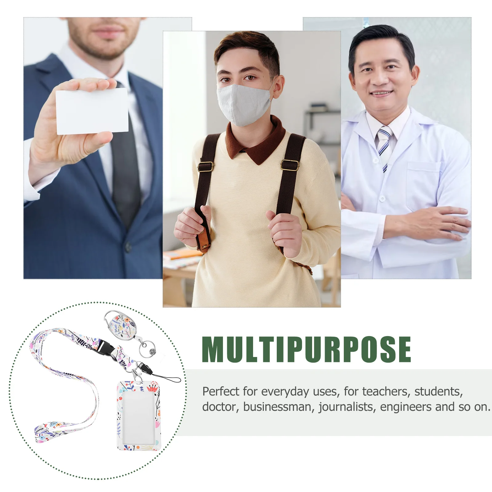 

1Set Floral Design Card Sleeve Id Badge Holder with Neck Lanyard for Students Teachers Office Staff Medical Personnel Name Tags