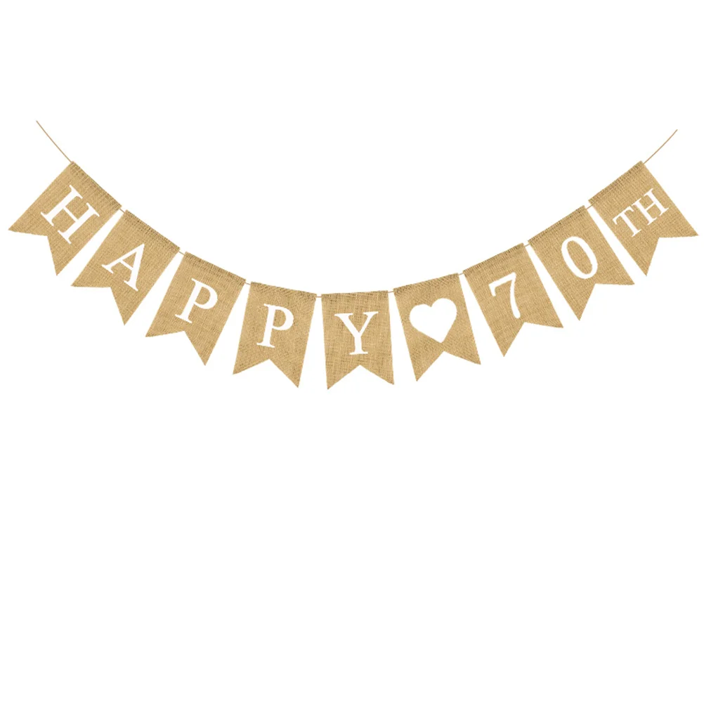 

Linen Swallowtail Flag Happy 70Th Birthday Banner Retro Party Decoration Hanging Bunting Reusable Outdoor Indoor Festive Layout