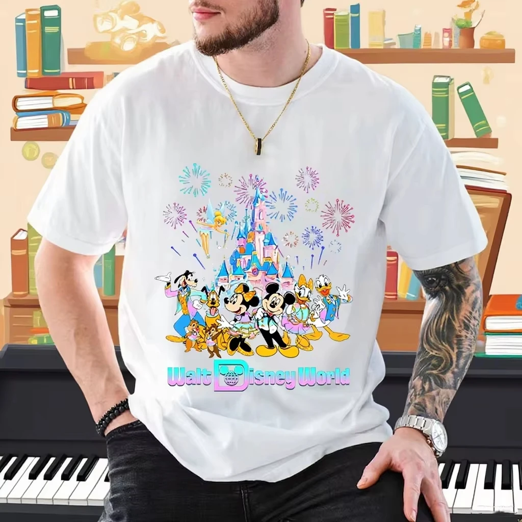 تي شيرت MINISO Disney Castle القطني كاجوال للأولاد والبنات شخصيات كرتونية مخصصة للجنسين بأكمام قصيرة #2