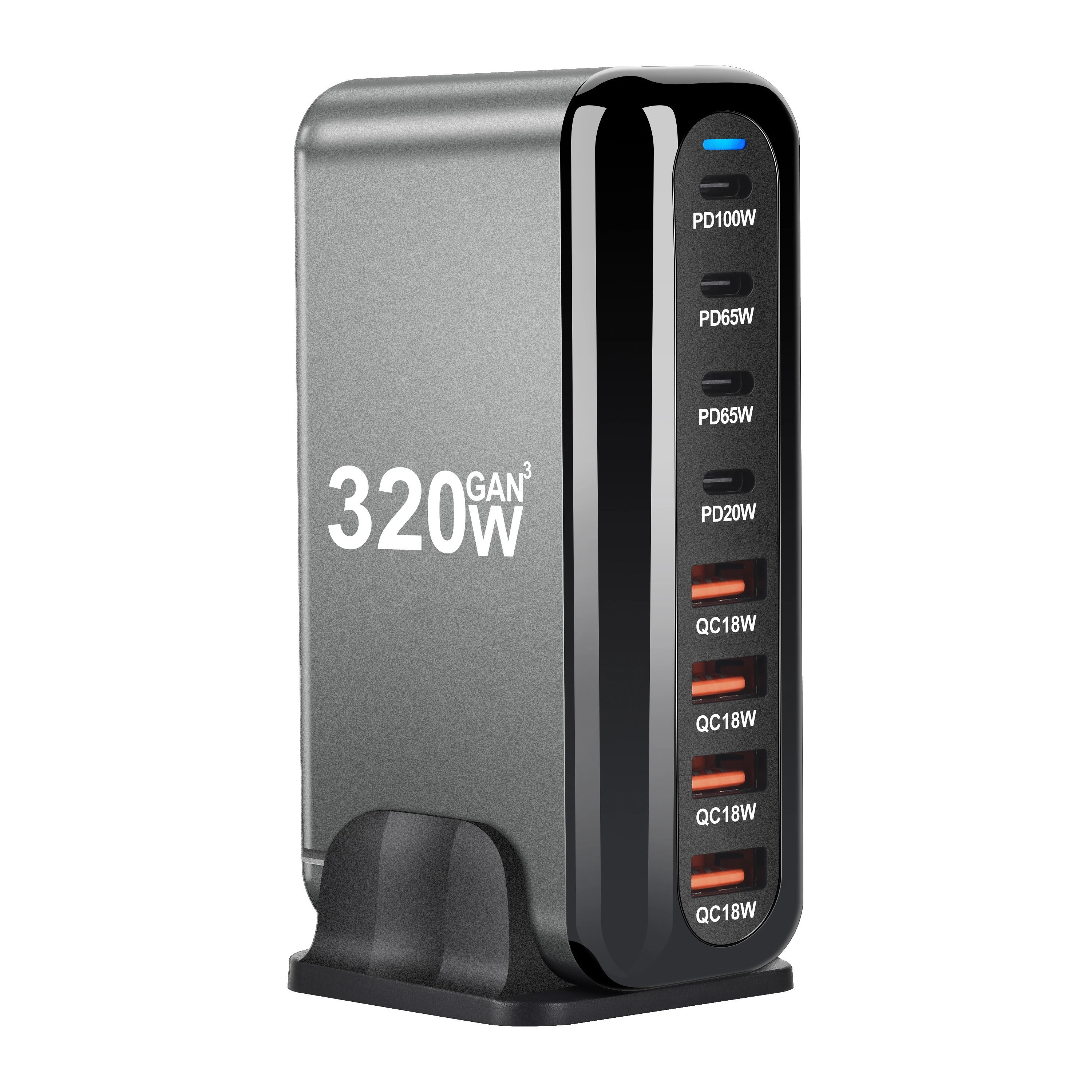 New 320W  GaN Desktop Charger 8-port USB Type C PD Charger Fast Charge 3.0 USB Type C Fast Charger Mobile USB Charger