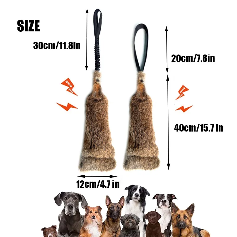 JUSTINLAU Kaninchenfell-Quietschspielzeug für Hunde, Beißspielzeug für Interaktives Outdoor-Spiel, Plüsch-Soundspielzeug für Mittelgroße & Große Hunde – Detail 2