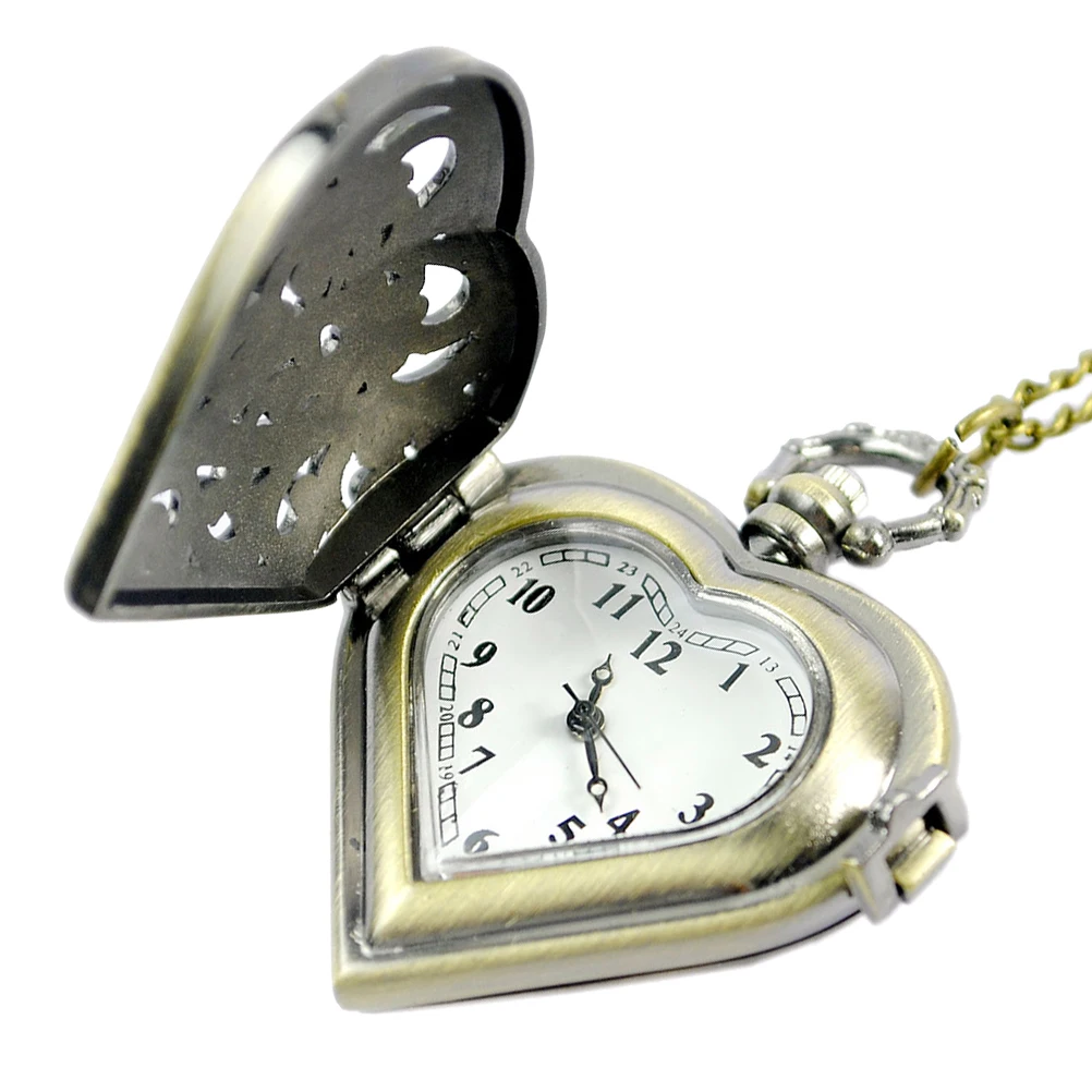 

Vintage Pocket Watch Heart Shape Creative Personalized Engraved Silver Classic Design Durable Small Lightweight Practical