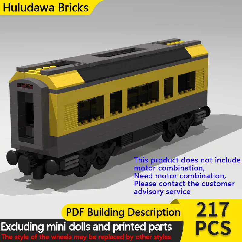 

City Car Model MOC Building Bricks Yellow Passenger Train Long Car Modular Technology Children Holiday Gifts Assemble Toys Suit