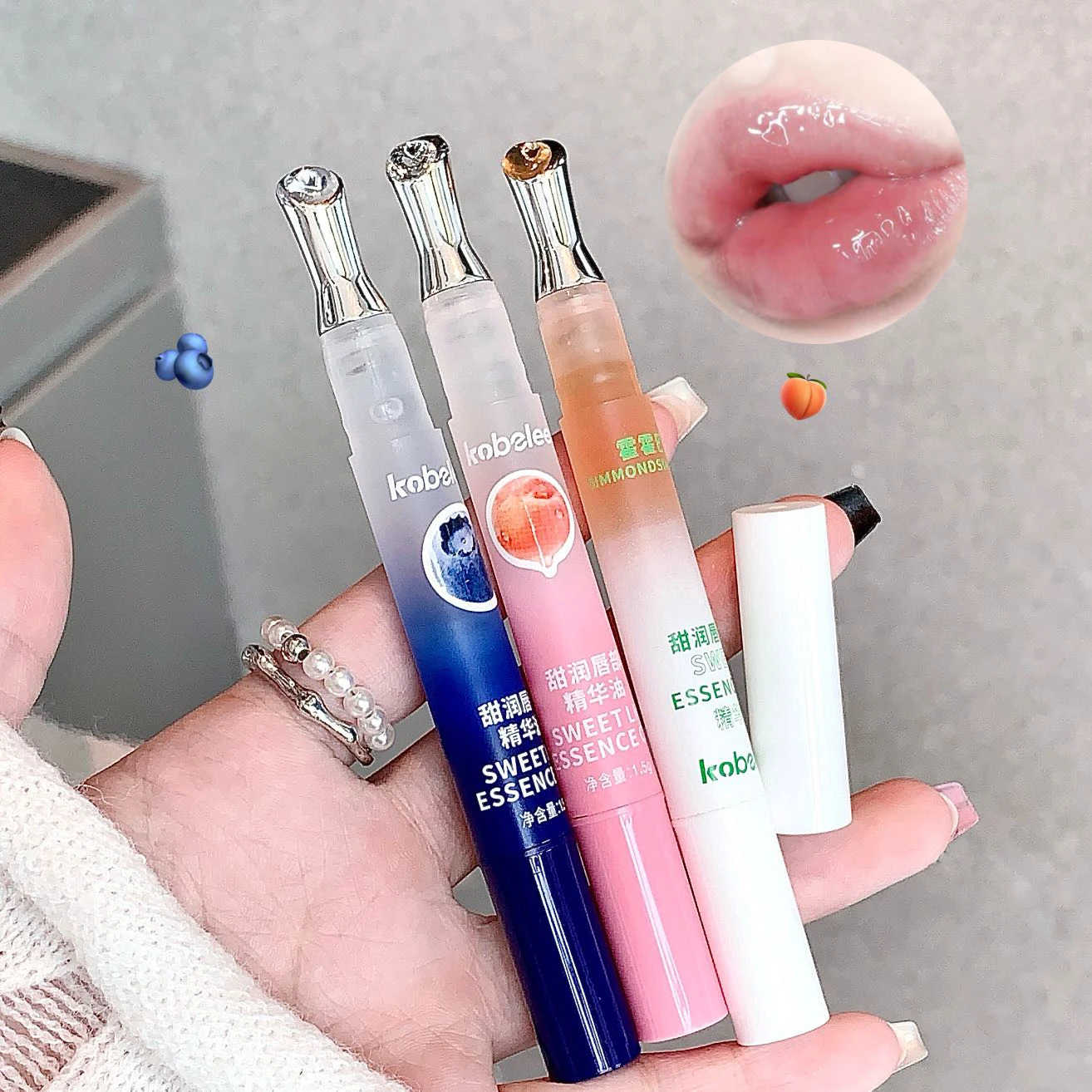 Crystal Peach Lip Oil Transparent Hydrating Clear Fruit Jelly Mirror Water Lip Gloss Moisturizer Lip Care Plumping Korean Makeup