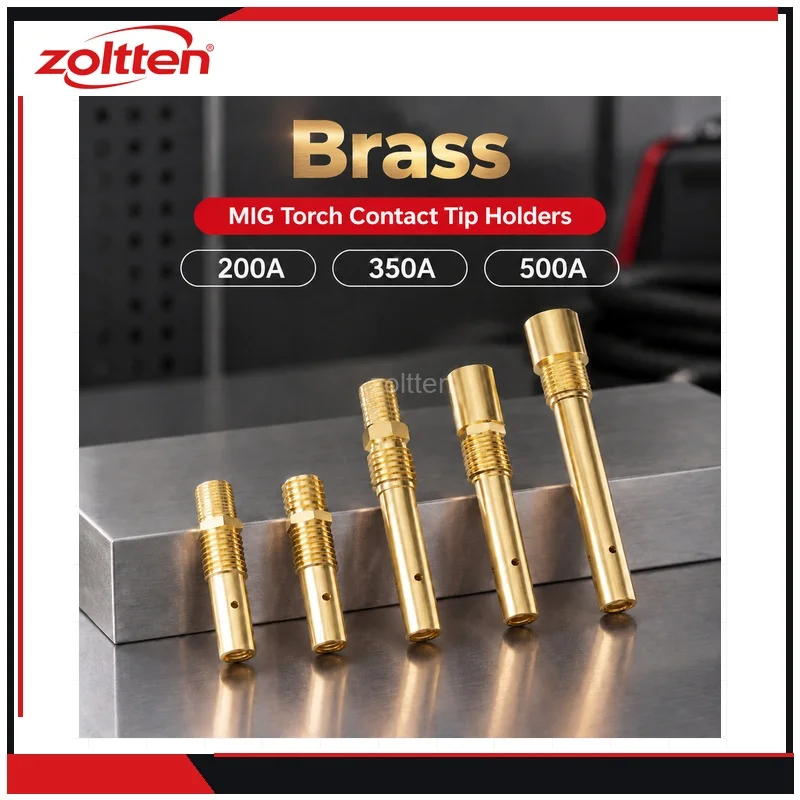 10Pcs Brass MIG Torch Contact Tip Holders Set 200A 350A 500A Coarse/Fine & Internal/External Thread for Welding Equipment