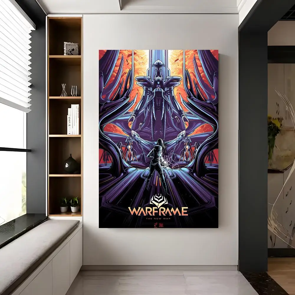 game action Warframe Poster Trendy Aesthetic Self-Adhesive Wall Poster Room Decor for Bedroom & Dorm