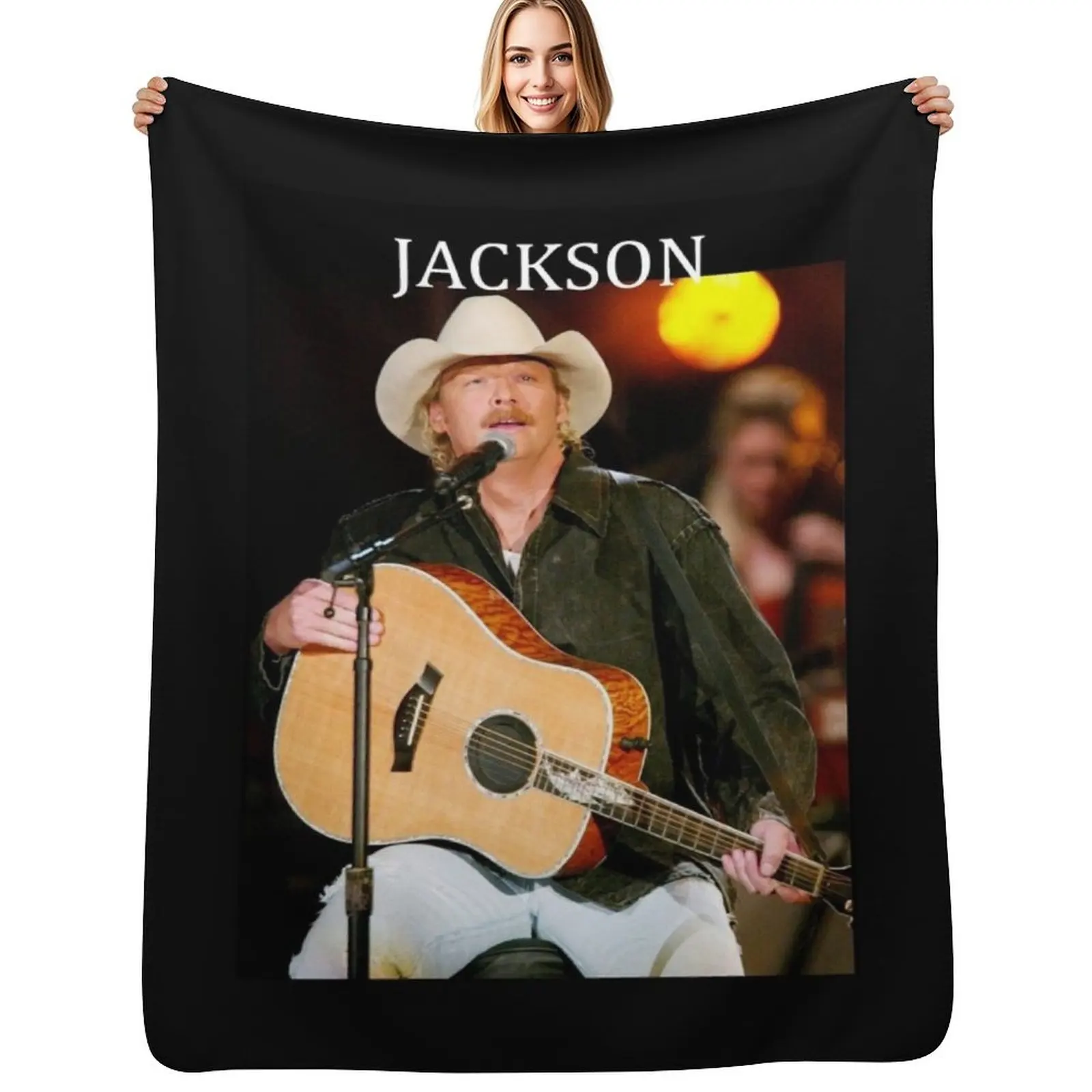 

ALAN JACKSON Throw Blanket Plaid Beach Multi-Purpose Plush Blankets