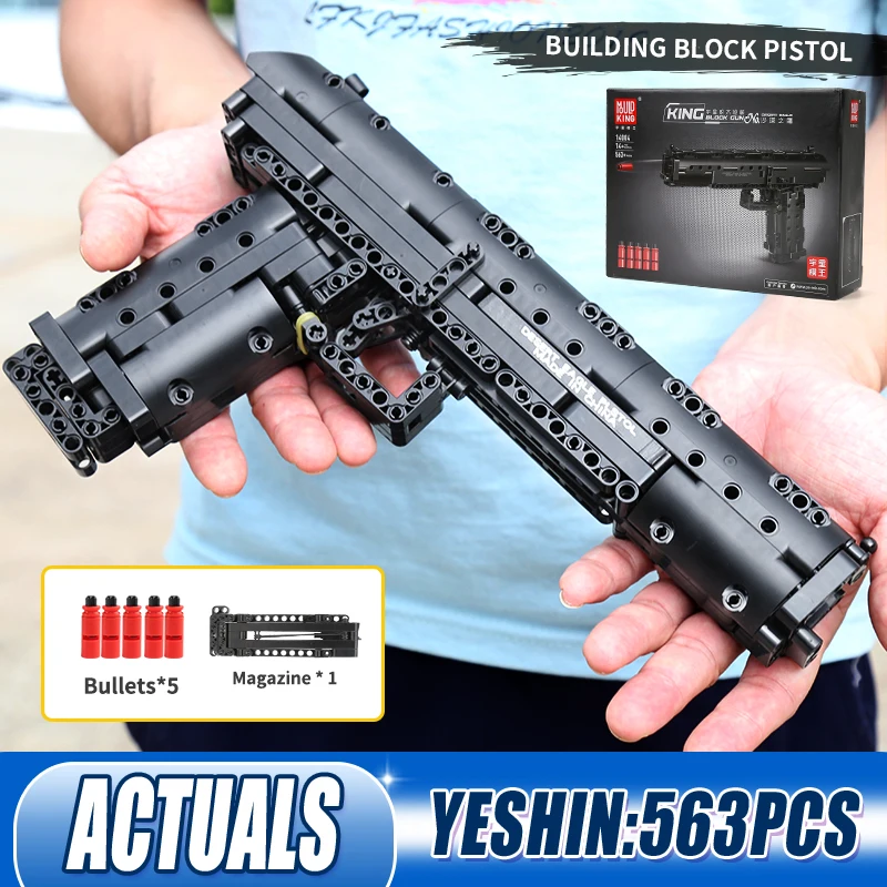 MOULD KING 14004 Kids Creative Toys The Desert Eagle Pistol Weapon MOC SWAT Gun With Gunsight Bullets Set Building Blocks Bricks