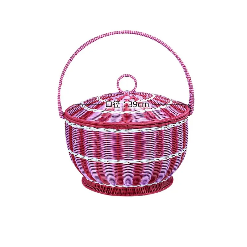 Handheld basket with lid, shopping basket, bath basket, fruit and vegetable storage basket