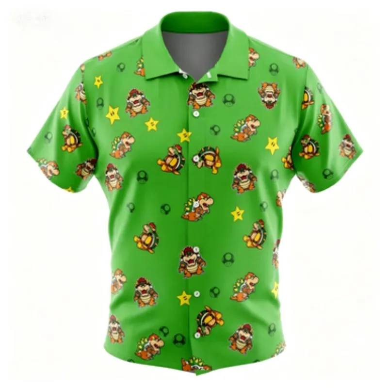Cute Q-version Flower Shirt Series Anime Short Sleeved Shirt Men's Loose Street Style Versatile Summer Thin Shirt