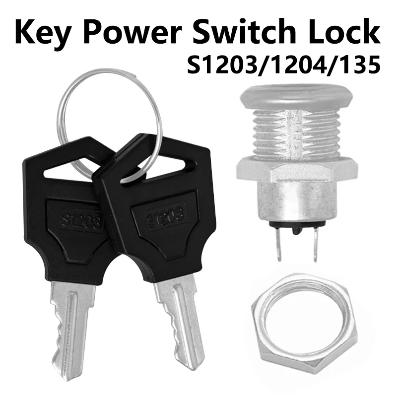 5/20/100 Sets Electronic Power Lock Key Switch ON/OFF Connector with Zinc Kirsite Shell S1203/1204/135