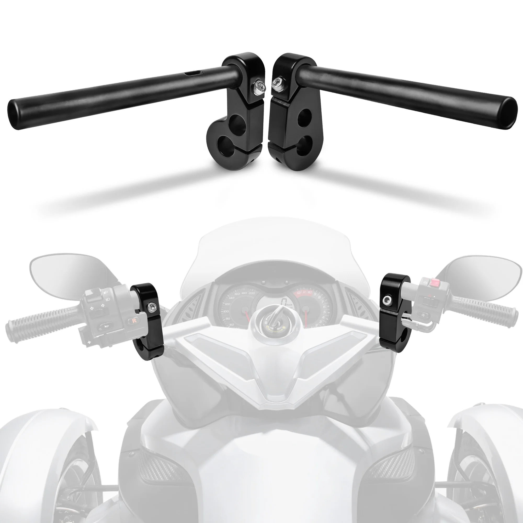 Cool Black Pullback Handlebar Risers for Can Am Spyder RS RS-S GS 2008-2012 Aluminum Handle Bar Riser ATV Accessories