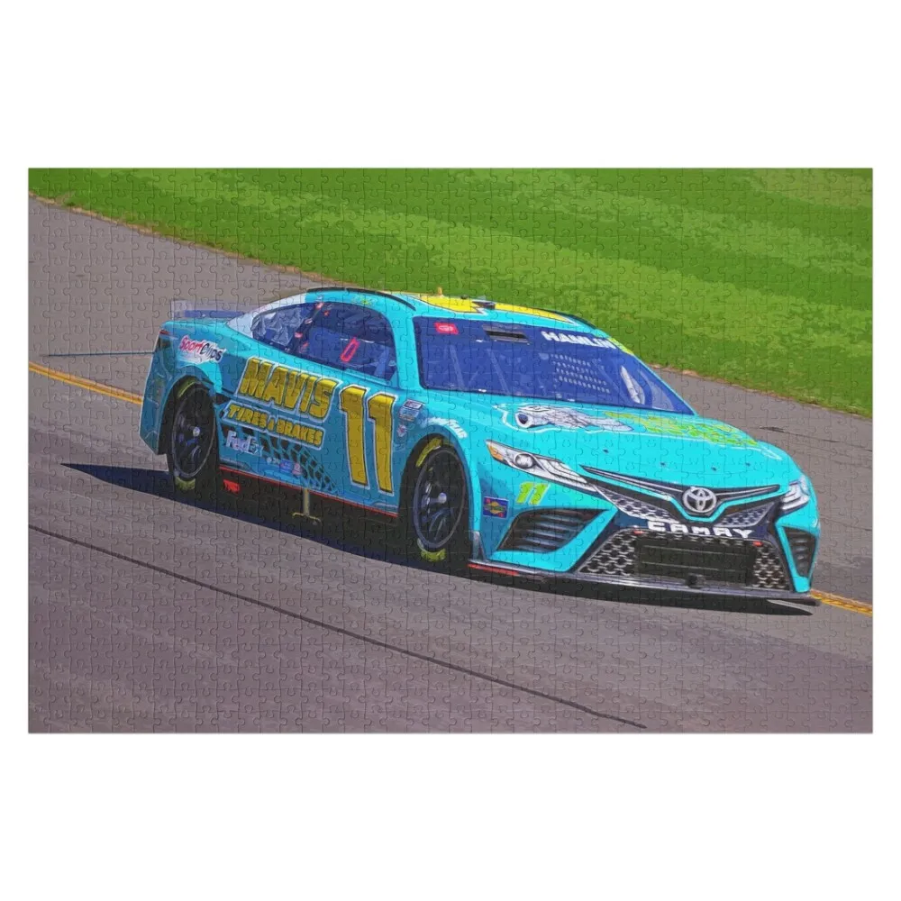 

Denny Hamlin racing his 2023 Nascar racecar blue livery Jigsaw Puzzle Personalized Name Personalized Gift Ideas Puzzle