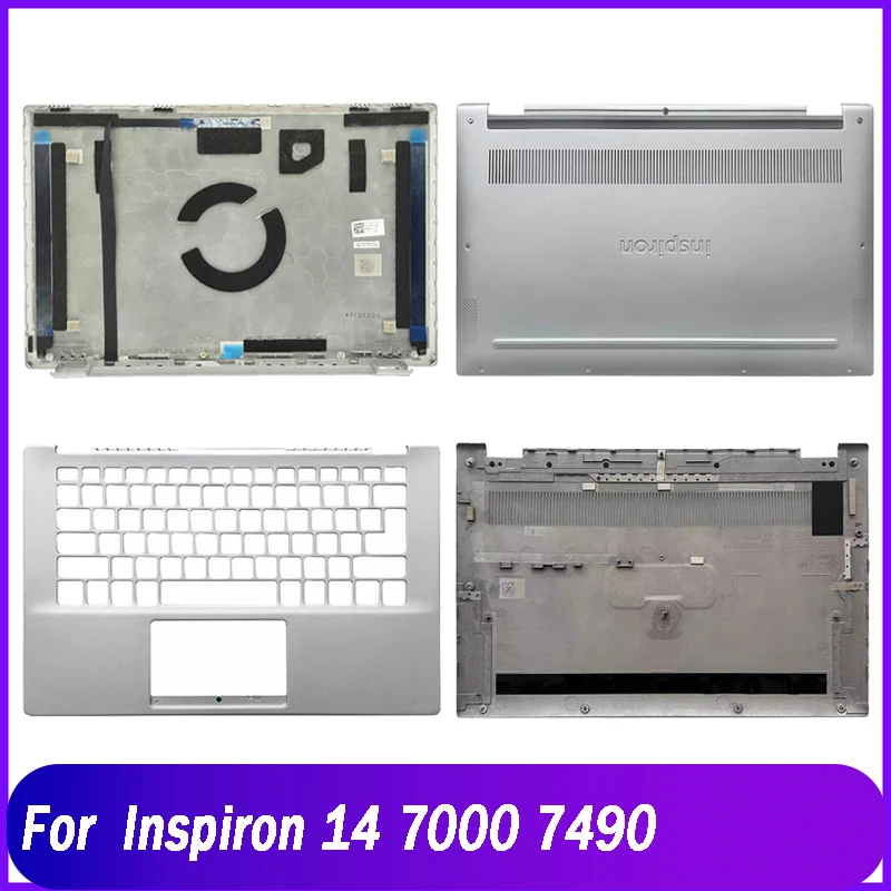 Nova tampa traseira para dell inspiron 14 7000 7490 série portátil lcd capa superior traseira apoio para as mãos caso base inferior superior a c d capa prata