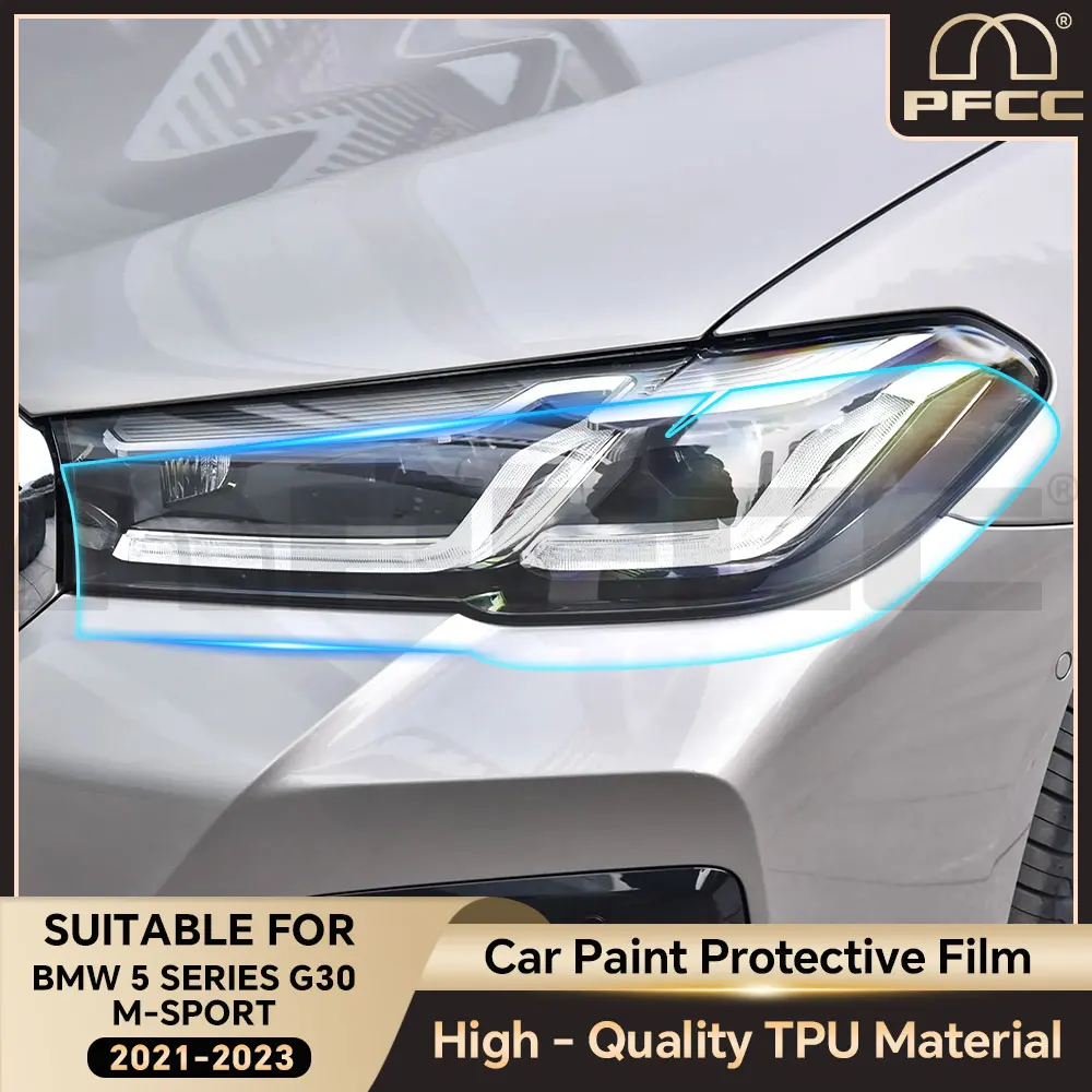PPF TPU Headlight for BMW 5 Series G30 M Sport 2021 2022 2023 Paint Protection Film Precut Car Clear Bra Transparent Accessories
