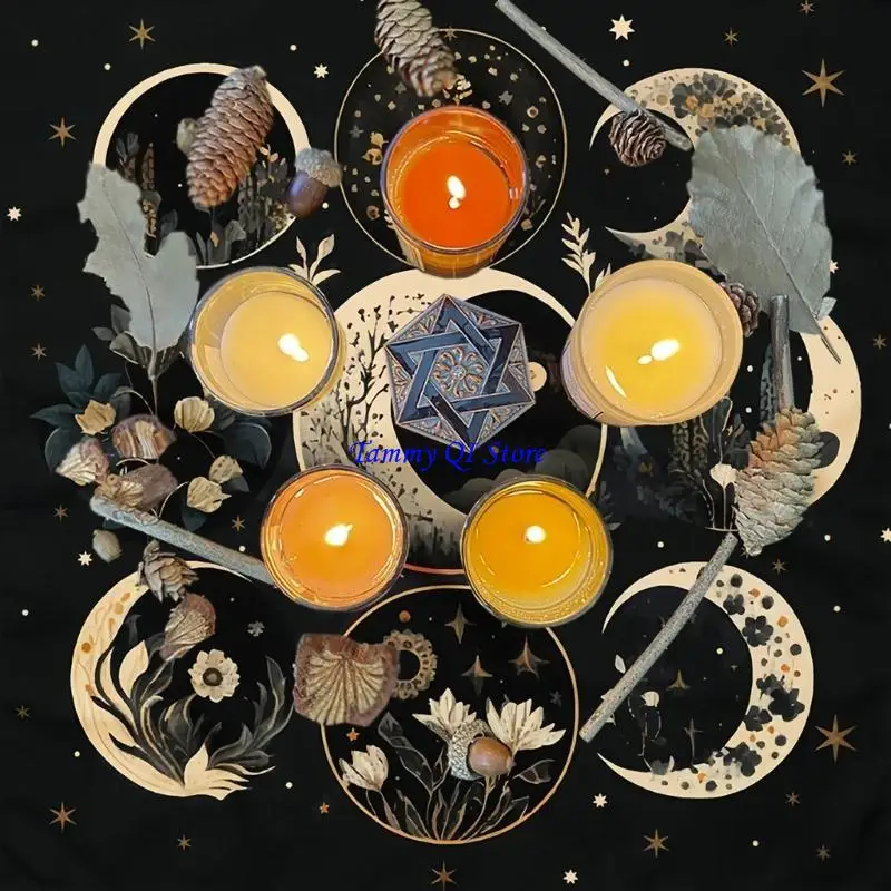 

F1FD Moon Flower Astrology Tarot Tablecloth Altars Cloth Divinations Tablecloth