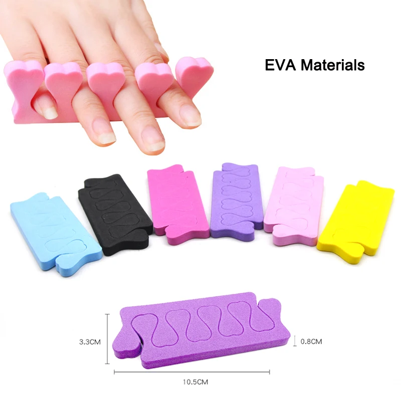 20 stuks Zachte EVA Teenseparators Kleurrijke Vinger Separator Verdelers Nail Art Manicure Pedicure UV Gel Polish Beauty Nail Art Gereedschap