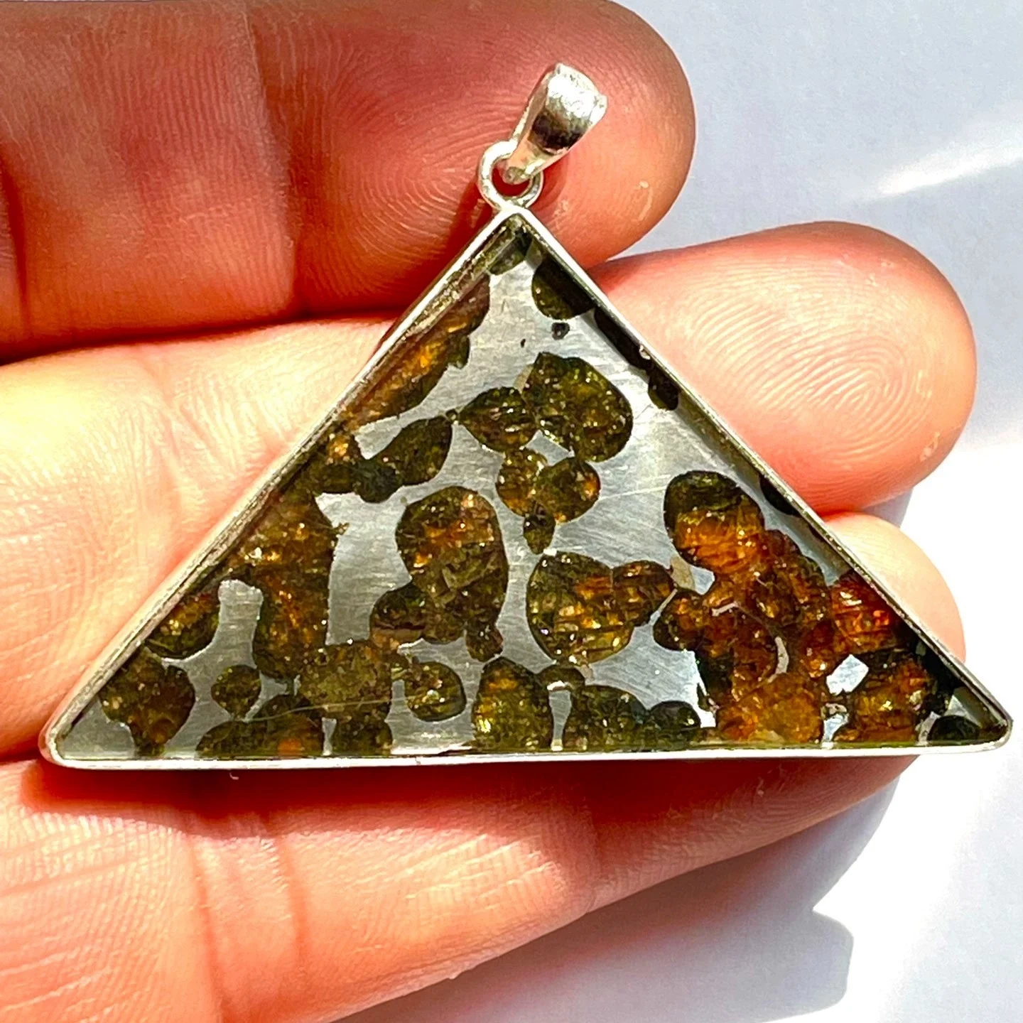 1Pcs Kenyan Sericho Meteorite Pendant Triangle Meteorite Brand Sterling Silver Edging Home Falling Stone Decoration Star Gift