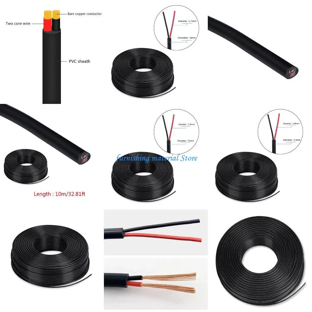 

Y5GD 2Pin Sheathed 18/20/22AWG for DC Power Cord Red Black Extension Wire LED Power C