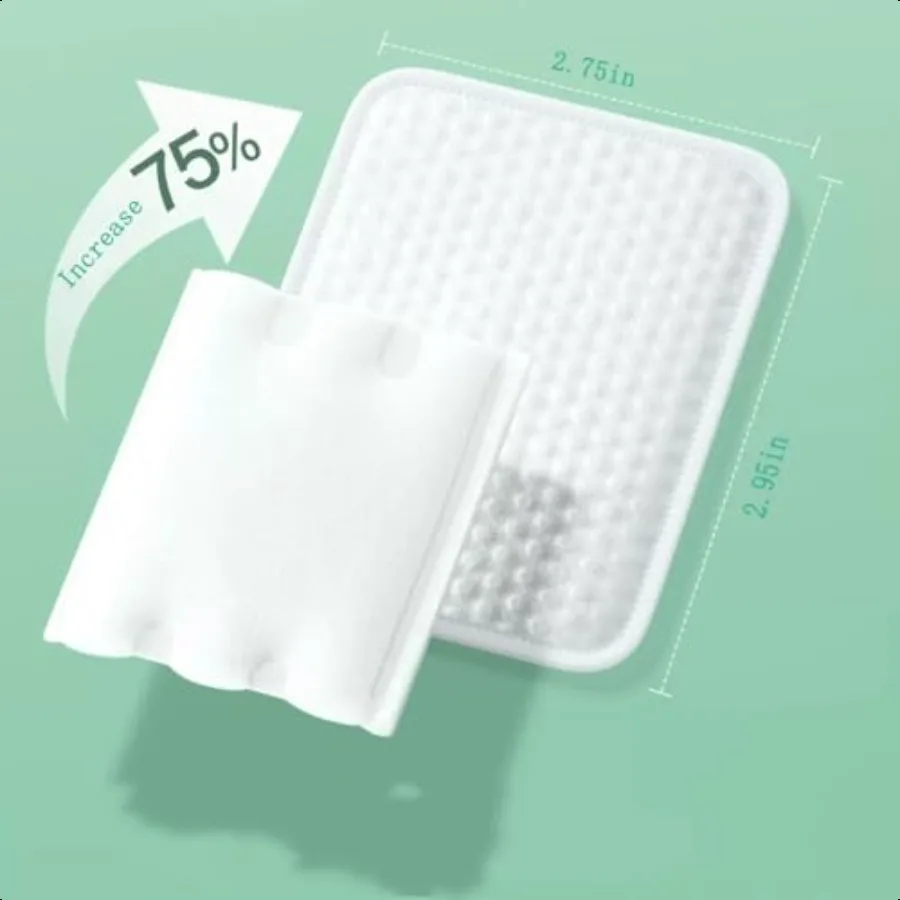 وسادات قطنية مربعة كبيرة 100 قطعة 100 قطن خالية من الوبر زوايا مستديرة ناعمة متعددة الطبقات لإزالة المكياج وتنظيف الوجه