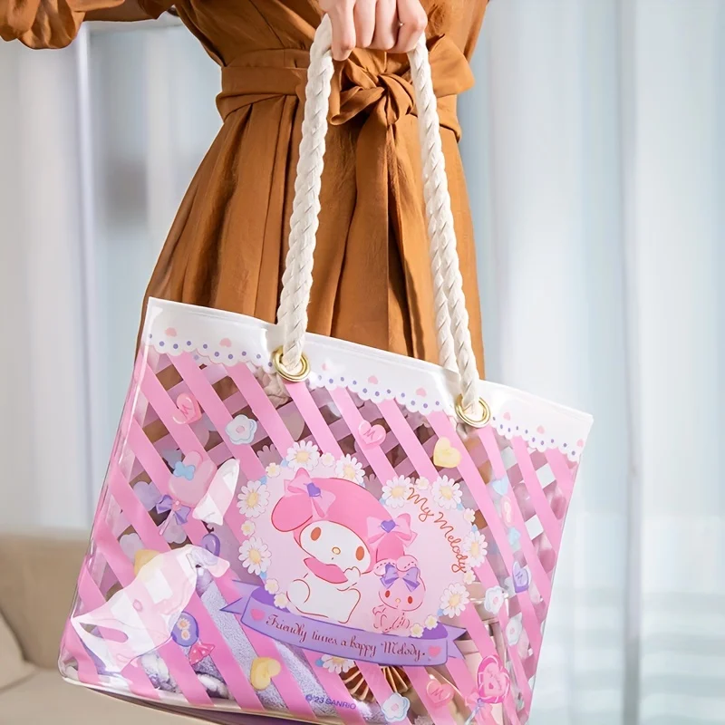 Sac fourre-tout transparent motif Sanurgente Kuromi, sac Kawaii My Melody Sweet initié, sac à sangles en ULpour 03 utilisation