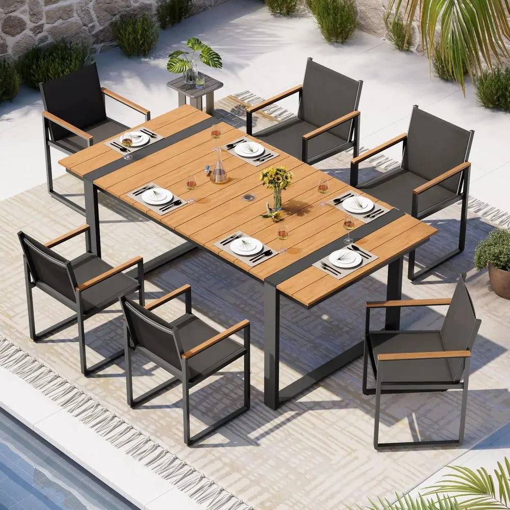 cheapest patio set with umbrella Vongrasig 6 Piece Folding Dining Set,Small Metal Outdoor Garden Patio Table and Chair w/Umbrella for Lawn,Deck,Backyard,Black : Patio, Lawn & Garden ensuring long 5pc Patio Set with 37"